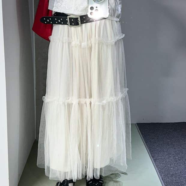 cream sha long skirt