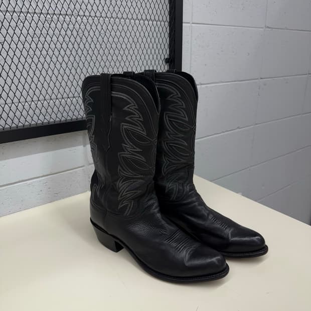 Lucchese Black Leather Western Boots 11E
