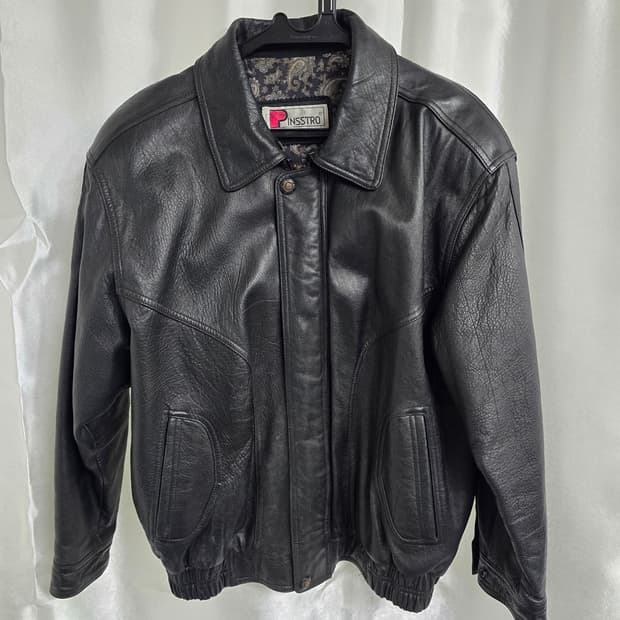 PINSSTRO 블랙 양가죽 봄버 자켓 (1669)