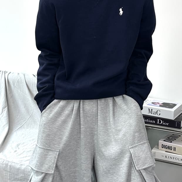 폴로 랄프로렌 네이비 화이트 포니 맨투맨 M