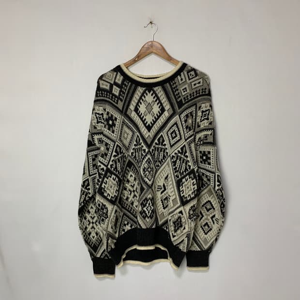 jpn 일본 빈티지 패턴 니트 스웨터 남녀공용 이태리