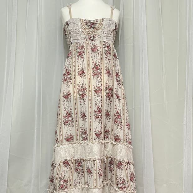 초초희귀 엑시즈팜 고전 플로럴 레이스 패치워크 원피스