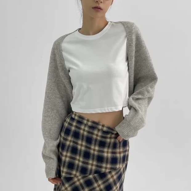 미착용) 블랙업 볼레로 가디건