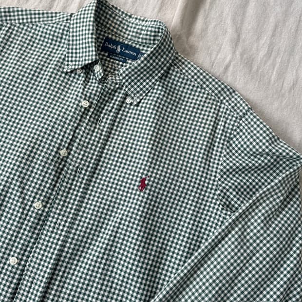 폴로랄프로렌 빈티지 그린 깅엄 체크셔츠 M