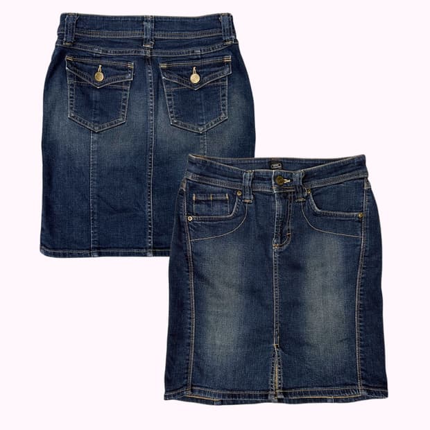 C17 pannel line denim skirt