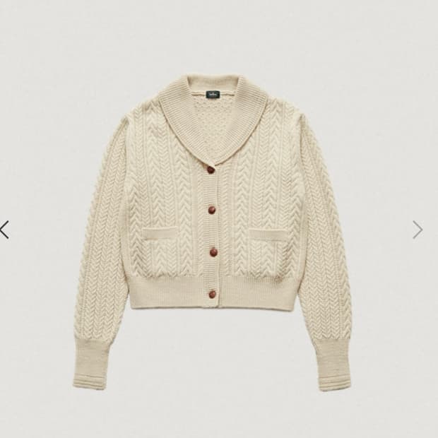 더바넷 shawl collar cable knit cardigan