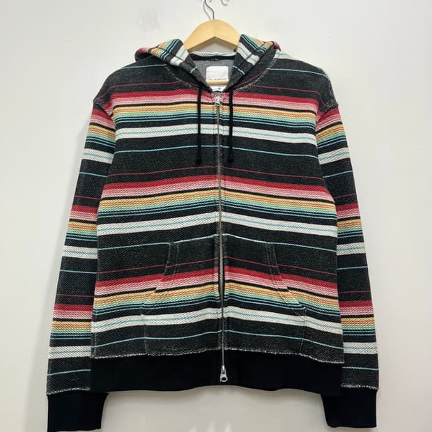 무지개 스트라이프 에스닉 히피 빈티지 후드집업