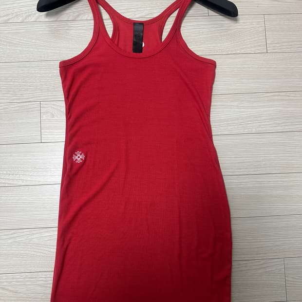 크롬하츠 배드 시드자수 레드 미니 리브 탱크탑 드레스