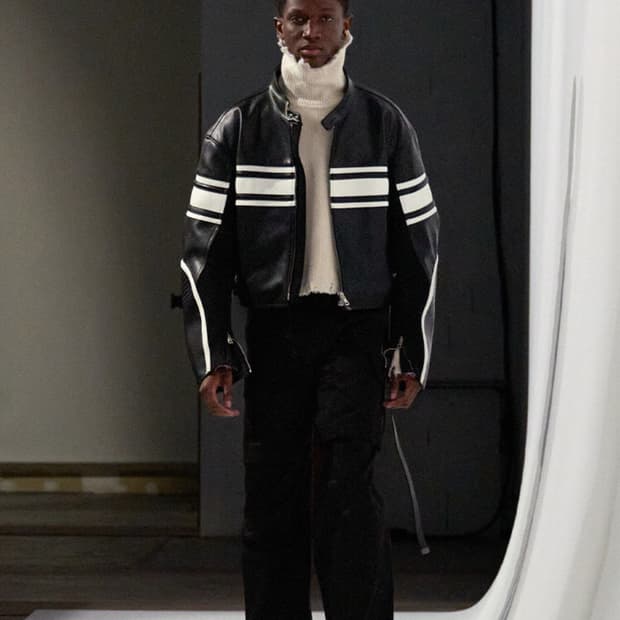 [스키즈 현진님 착용] 시스템옴므 23fw 라인 바이커 레더 자켓