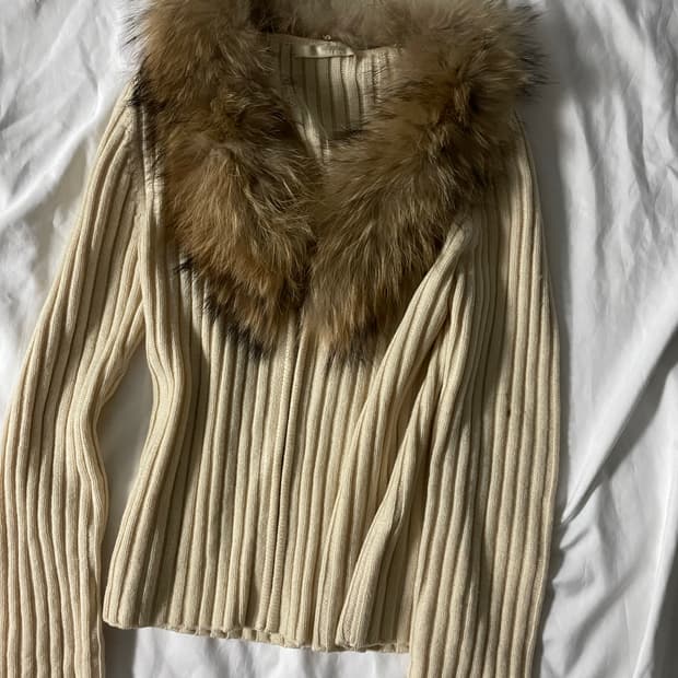 빈티지 y2k 갸루 퍼 니트집업