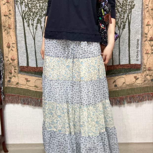 jpn vintage 소다 패치 잔꽃 스커트