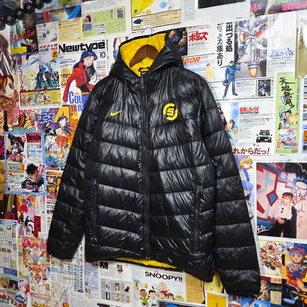 나이키 블랙 구스다운 후드 경량 패딩