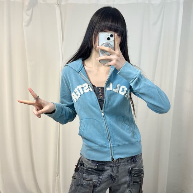 Hollister mint zip-up hoodie