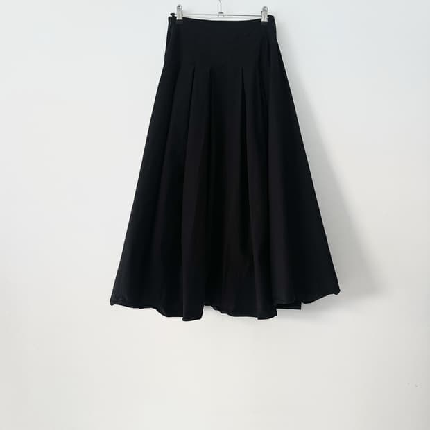 Ballon pleats long skirt / black