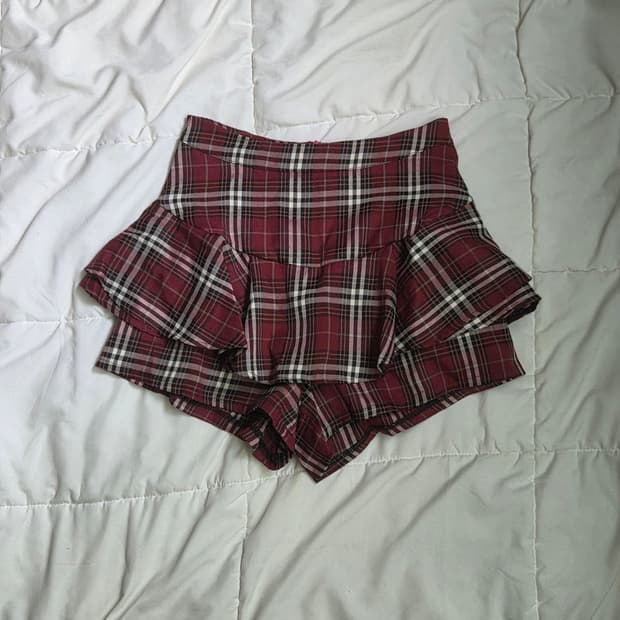 레드 체크 팬츠스커트