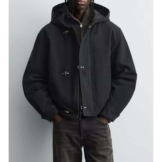 자라 토글 버튼 후드 점퍼 블랙 M