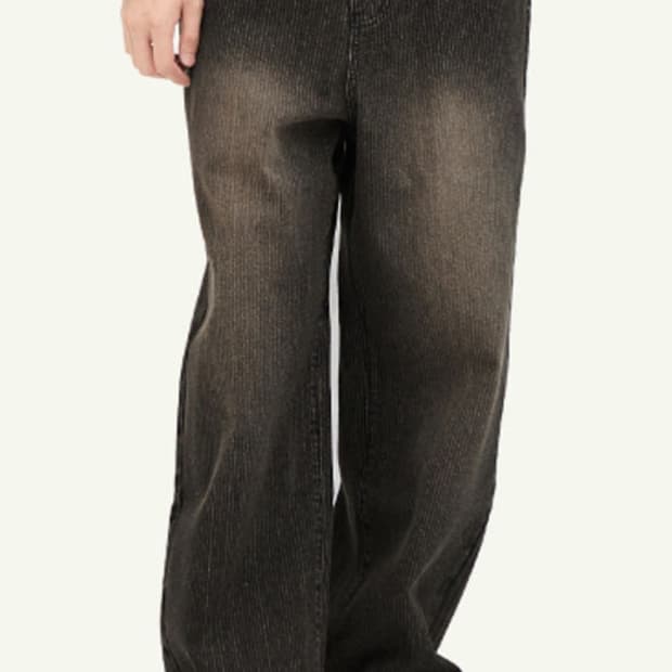 [XL][새상품] 인템포무드 슬라이서 슬럽 데님 팬츠 블랙