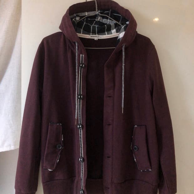 빈티지 버건디 후드집업
