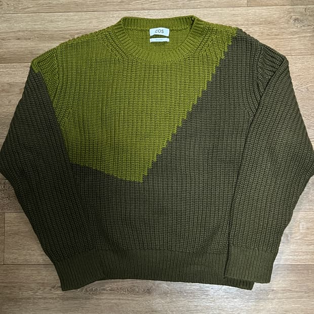코스 투톤 니트 카키 M