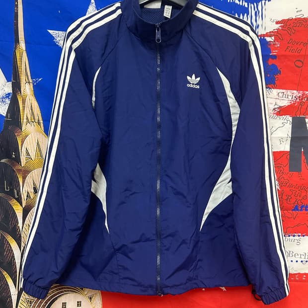 s급 아디다스 네이비 바켄바우어 오버핏 바람막이 L100