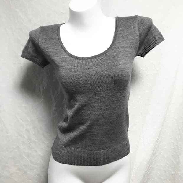 빈티지 니혼진 로걀 진주 포인트 반소매 니트 탑