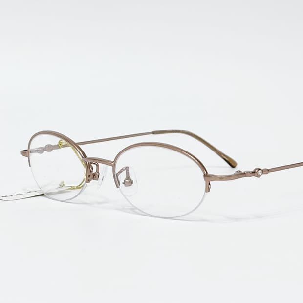 Nonstop 핑크베이지 큐빅 반무테 데드스탁 빈티지안경