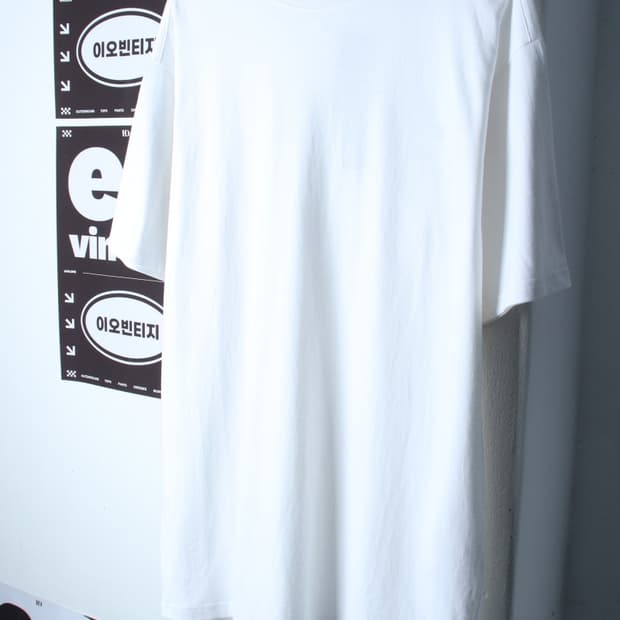 (M-XL) 본하이커 반팔 티셔츠 새상품 오버핏 무지 화이트-H35279