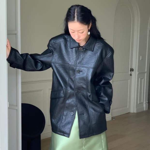 러브마이산타 아워 빈티지 레더 하프 자켓 레더 자켓 가죽 자켓