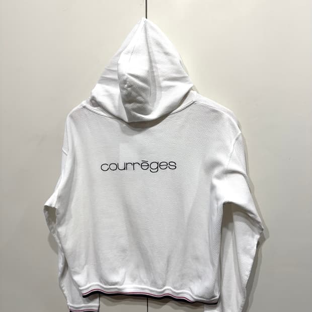 꾸레쥬 화이트 후드 집업