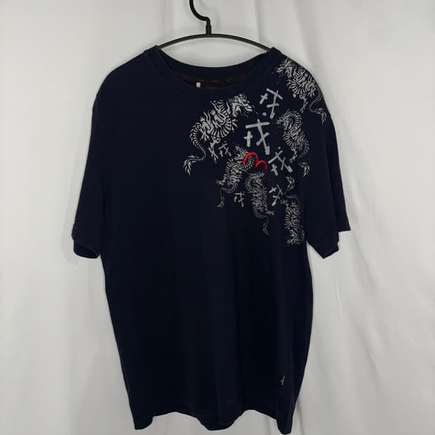 일본 빈티지 Evisu 그래픽 자수 반팔