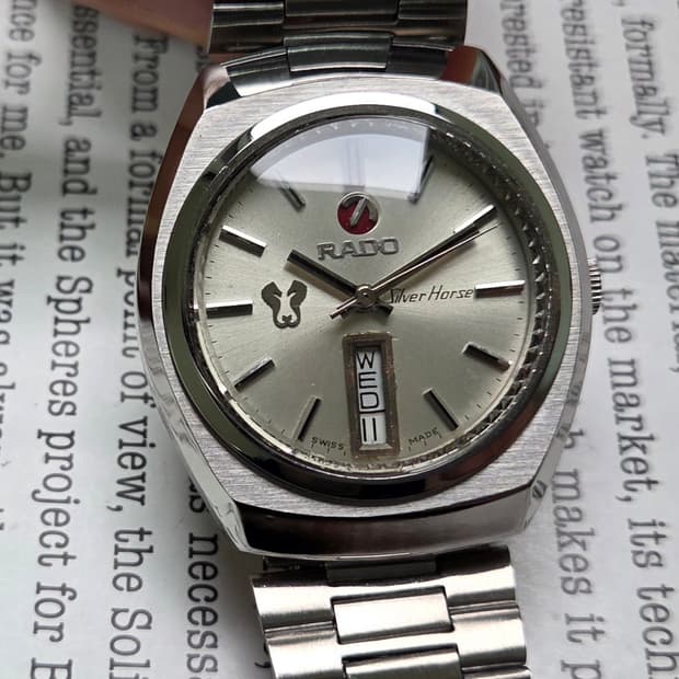 빈티지 라도 실버호스 순정 실버판 데이데이트 오토매틱 브레이슬릿 ver.