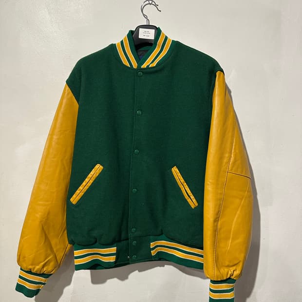 빈티지 90s 가죽 바시티 자켓