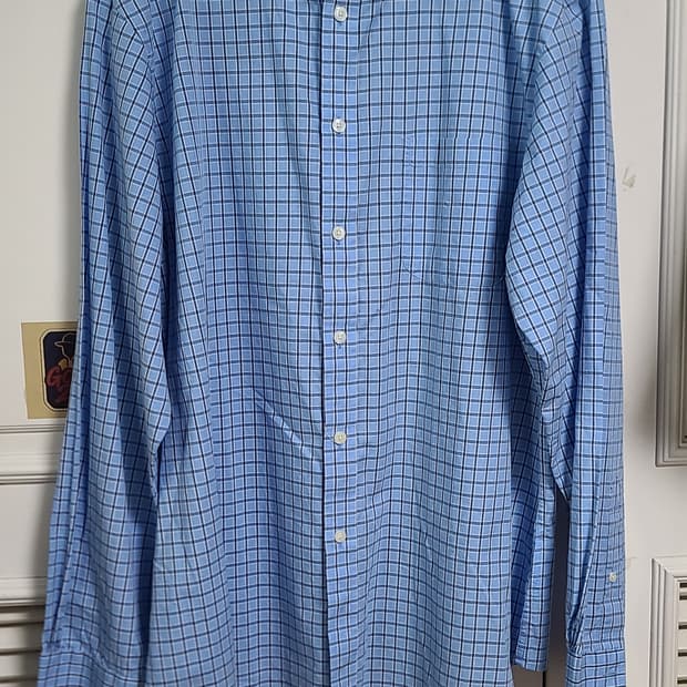 브룩스브라더스 블루 체크 긴팔 셔츠