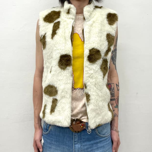 Brown Milk Cow fur vest