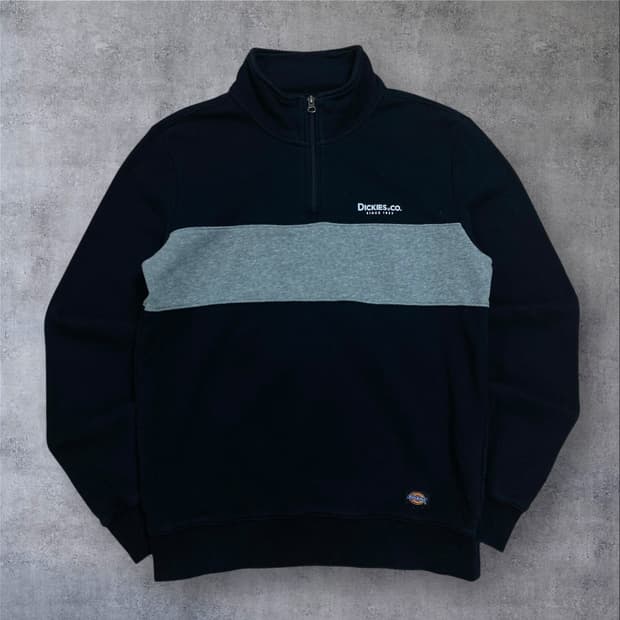 디키즈 스몰 로고 하프 집업 배색 맨투맨