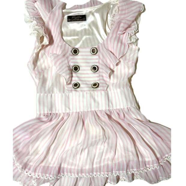 rojita 로지타 히메갸루 백리본 핑크 스트라이프 탑 /로걀달천양산형