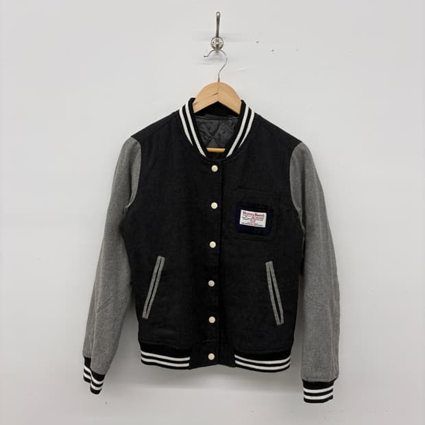 해리스트위드 블랙 스타디움 자켓 여성 S