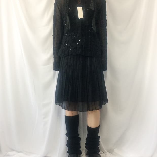 Beads point see through shirt