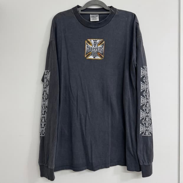 west coast choppers 빈티지 십자가 로고 긴팔