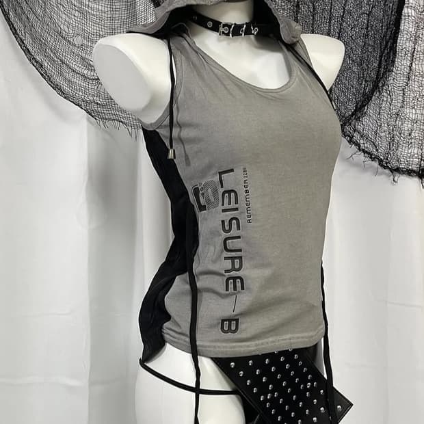 슬리브리스 후드 배색 펑크 y2k 힙