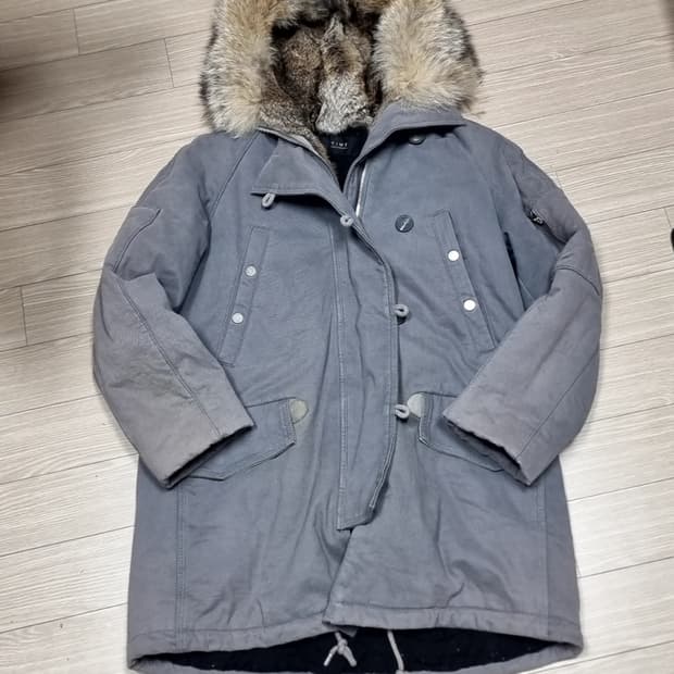 TIME 회색 n3b후드 퍼 야상 점퍼(82-94-160)