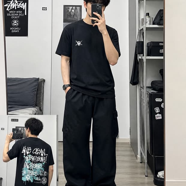 스투시(Stussy) 'LIVE CLEAN...' 백로고 반팔티