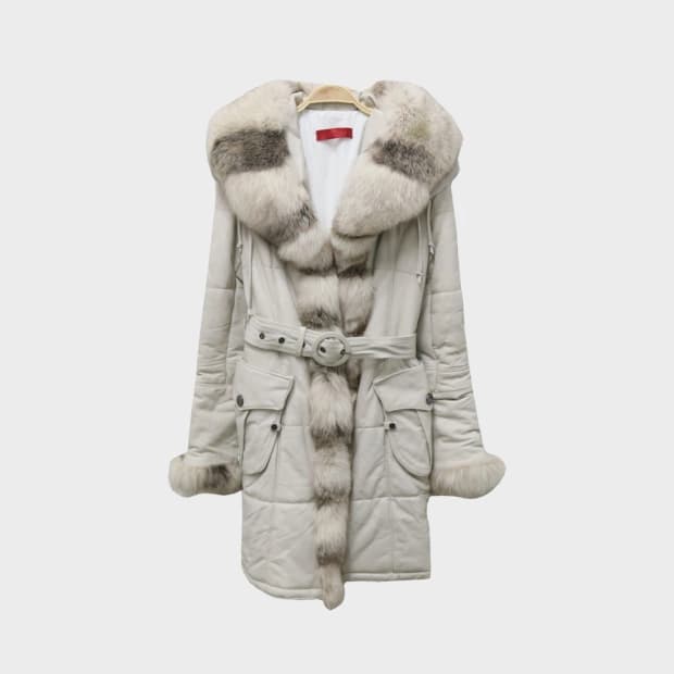 GIORGIO LEATHER FOX FUR 가죽 벨트 자켓 64769