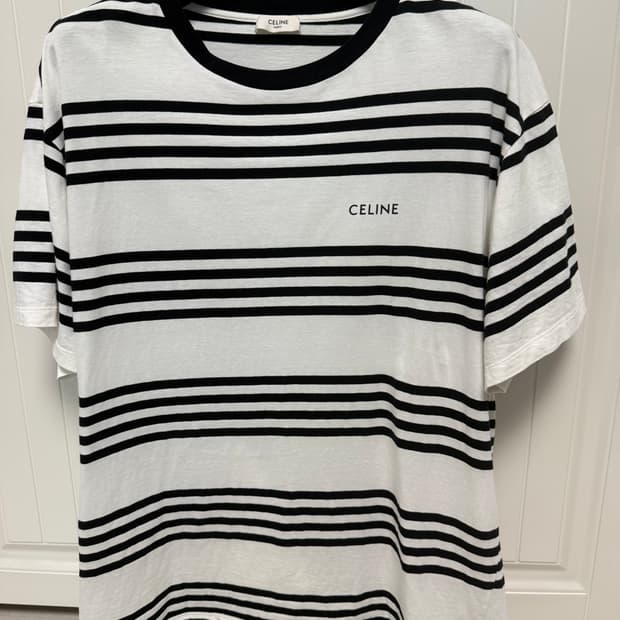 셀린느 블랙 스트라이프 티셔츠 XL