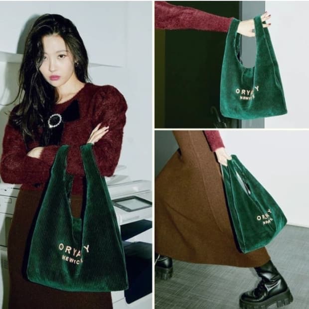 ORYANY 선미 오야니 네이비 벨벳 코듀로이백 크로스백 가방