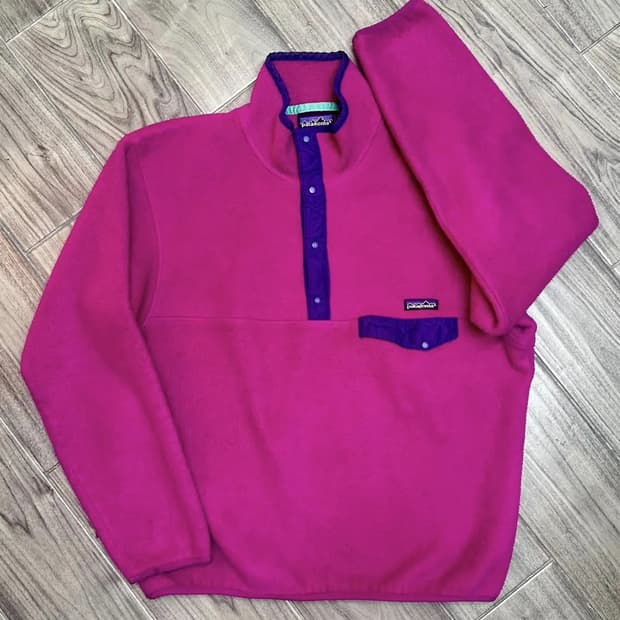L 파타고니아 90s usa 빈티지 신칠라 핑크 플리스 풀오버