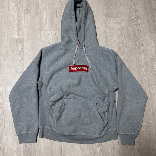 슈프림 박스로고 후드티 그레이 레드