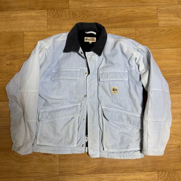 스투시 워시드 캔버스 샵 재킷 라이트 블루