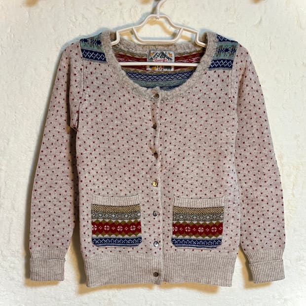 빈티지 하구미 도트 니트 가디건