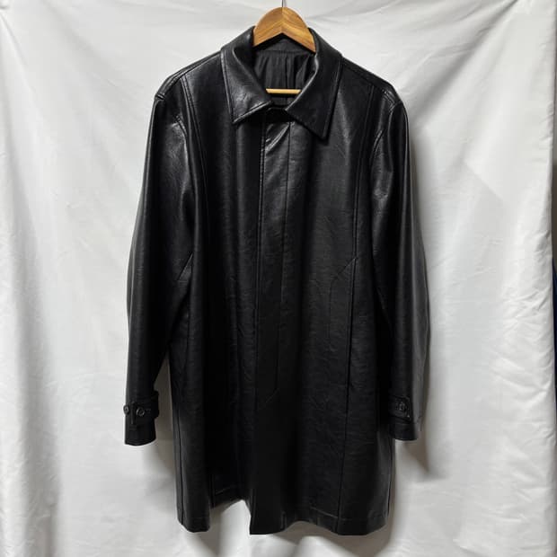 youth faux leather carcoat